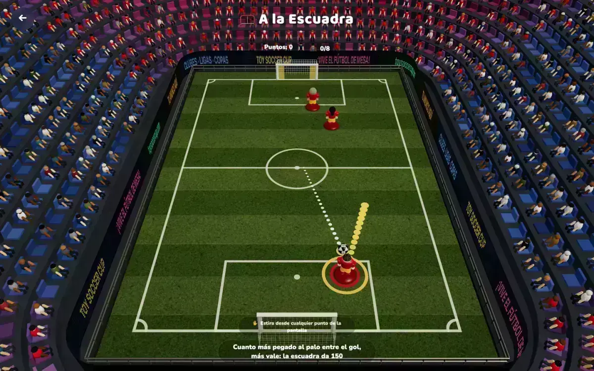 Aiming a shot with the billiards guide in Toy Soccer Cup