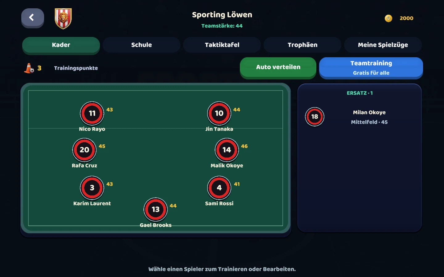 Screenshot des aktuellen Spiels — Ein Club mit eigener Geschichte