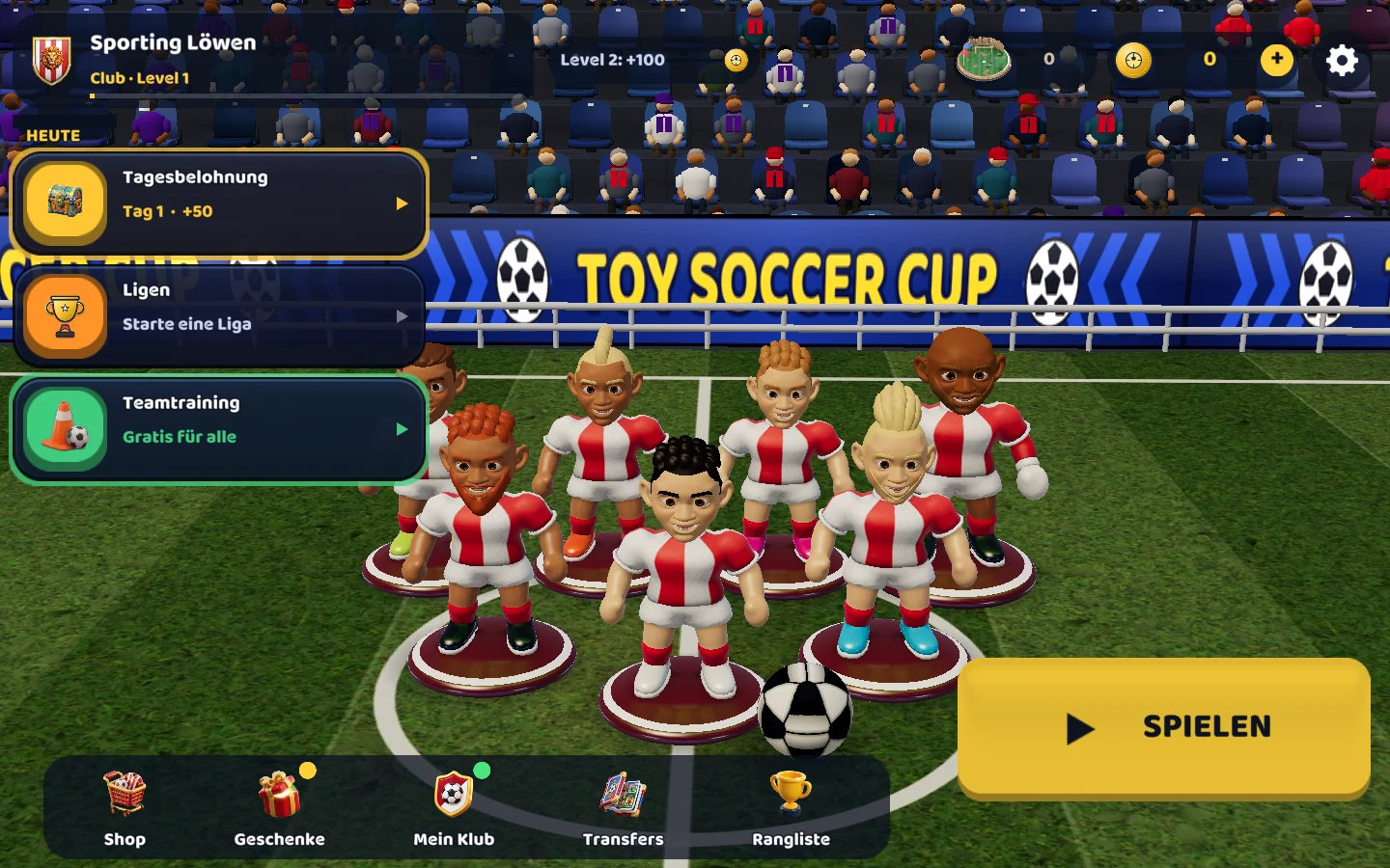 Screenshot des aktuellen Spiels — Tischfußball. Dein Club. Dein Fingerspitzengefühl.