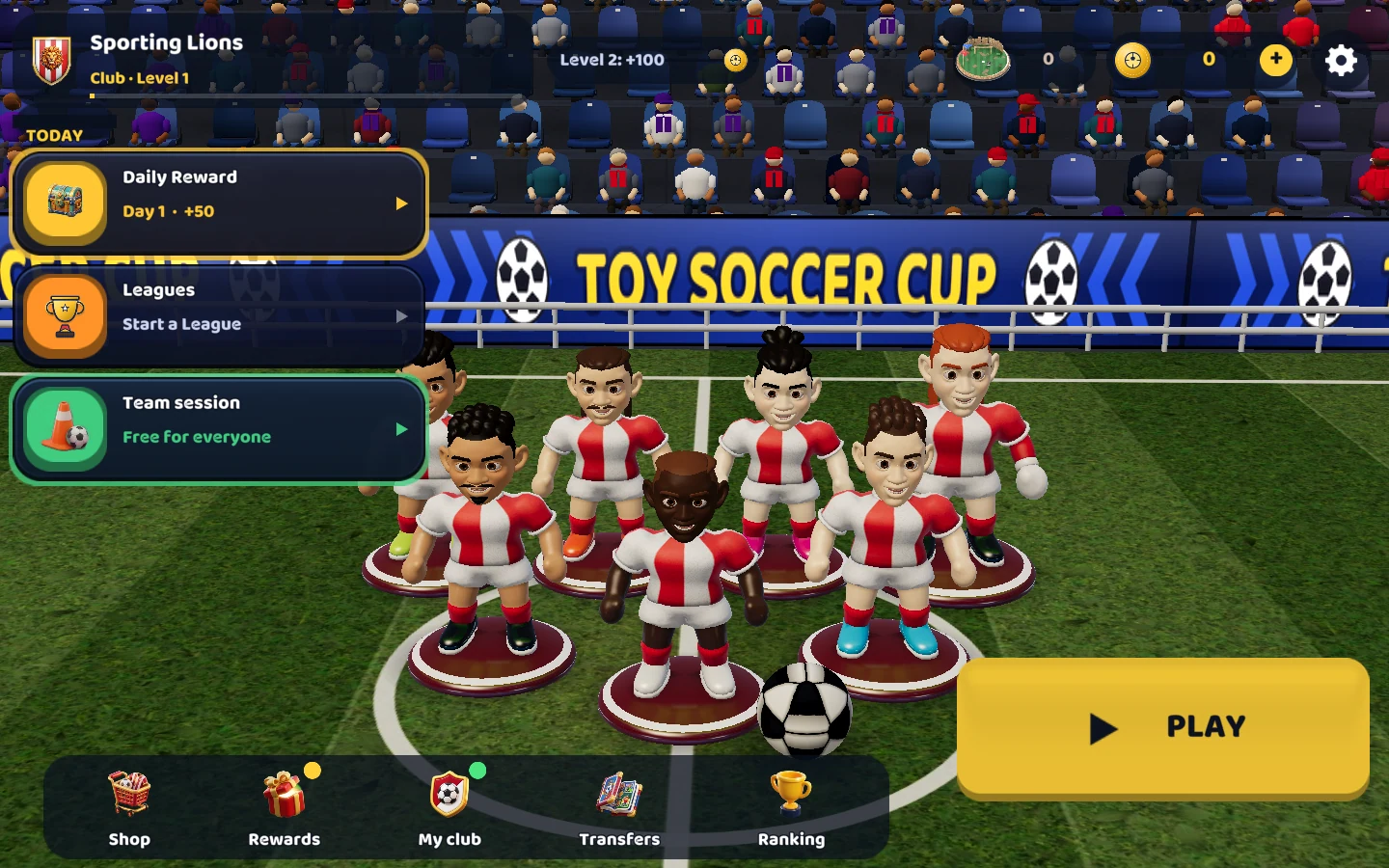 Screenshot of the current game — Tabletop football. Your Club. Your touch.