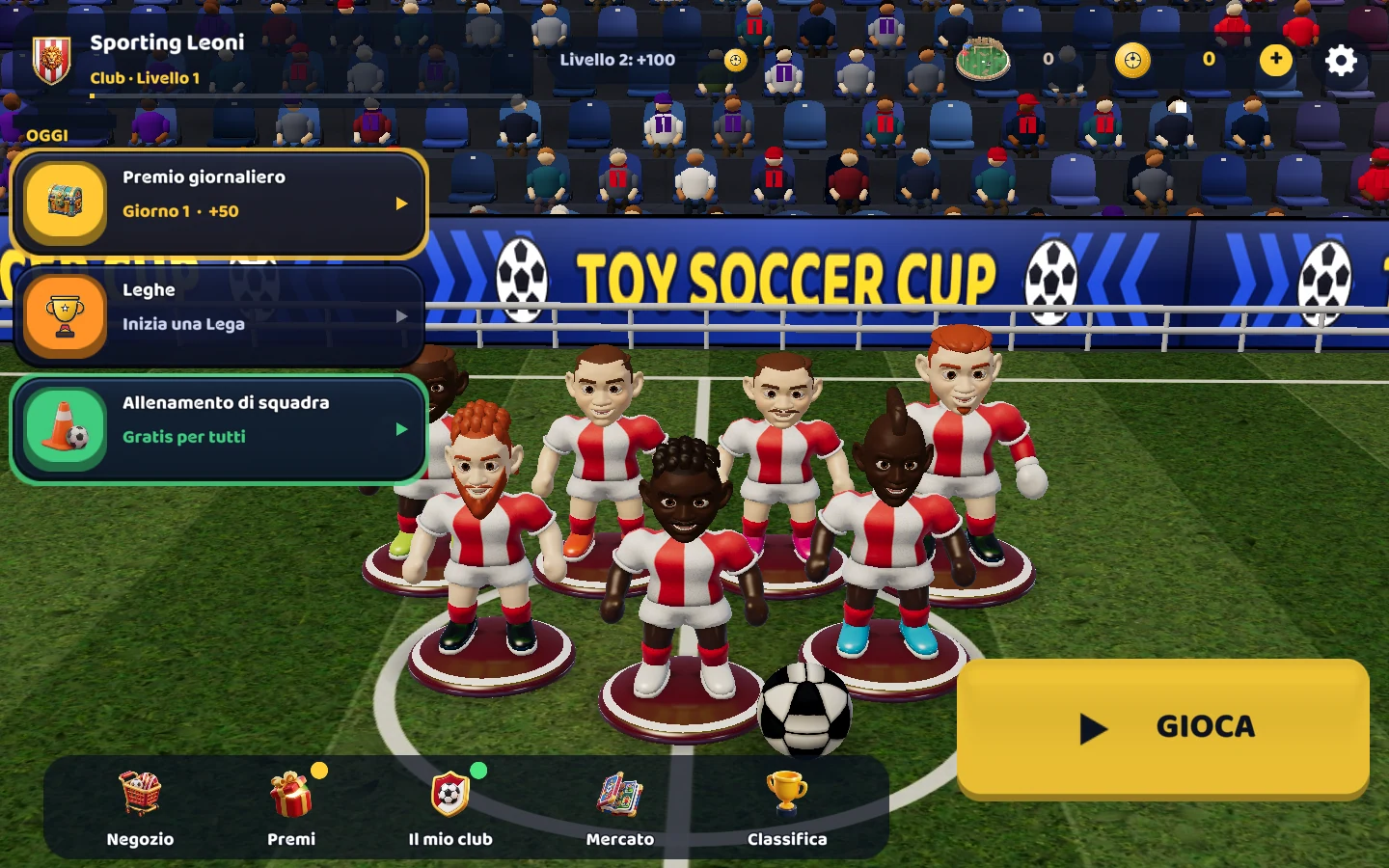 Schermata del gioco attuale — Calcio da tavolo. Il tuo Club. Il tuo tocco.