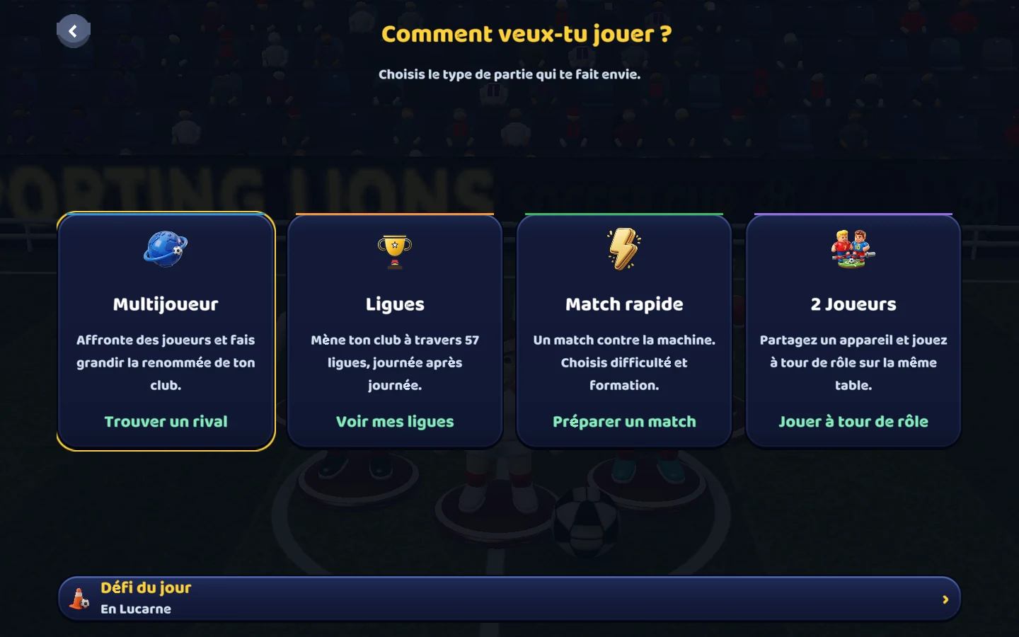 Capture du jeu actuel — Trouve ton prochain match