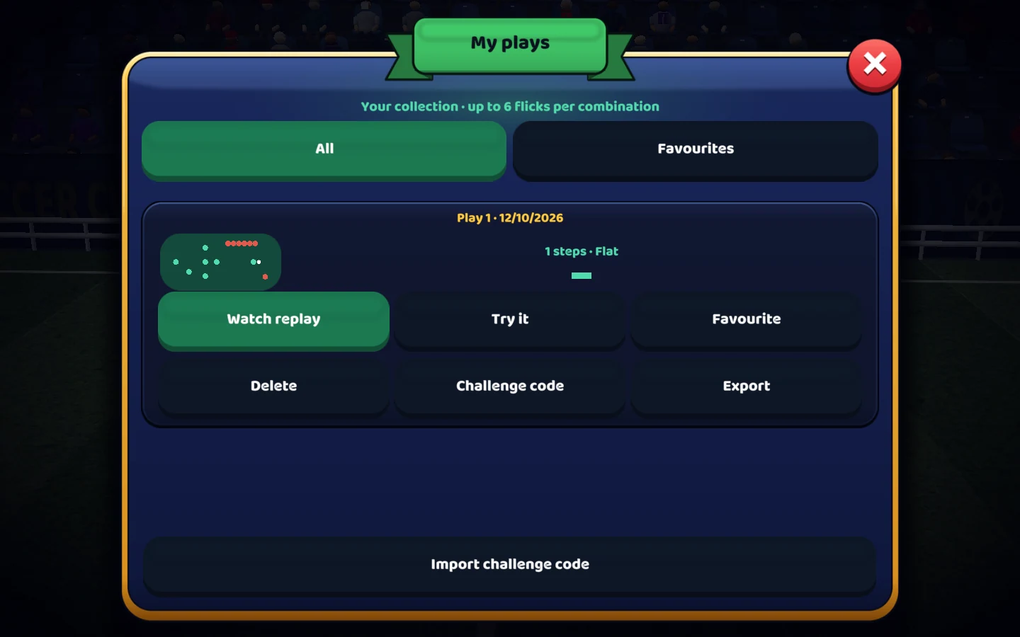Screenshot of the current game — My plays: save something worth repeating