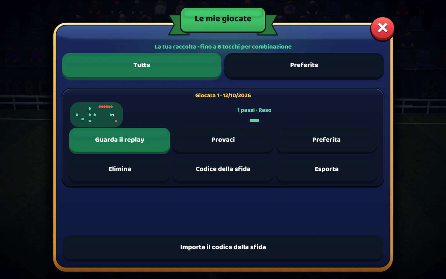 Schermata del gioco attuale — Le mie azioni: qualcosa da ripetere