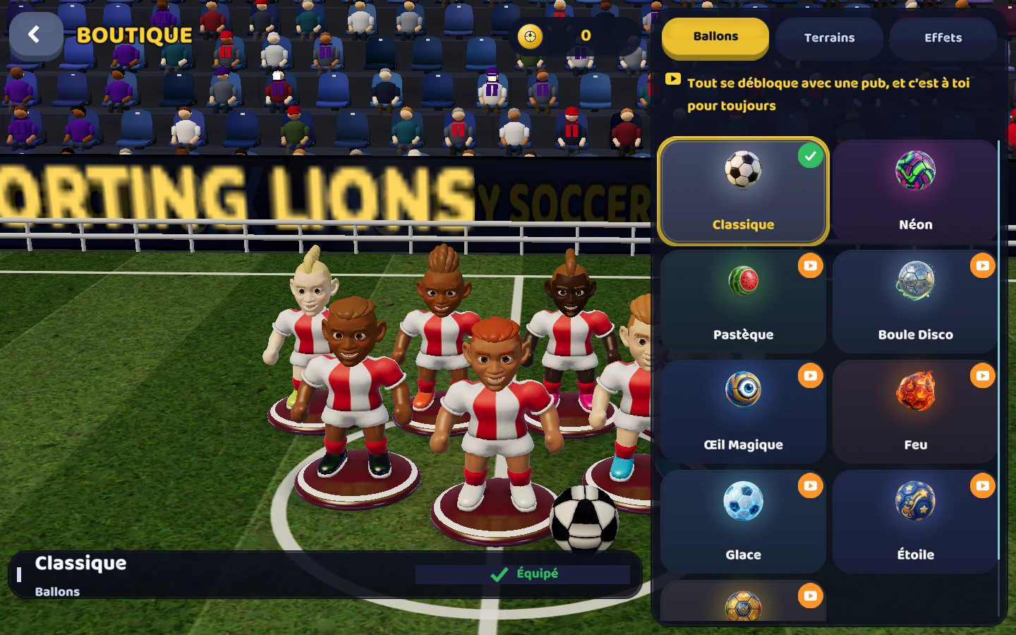 Capture du jeu actuel — Une équipe reconnaissable