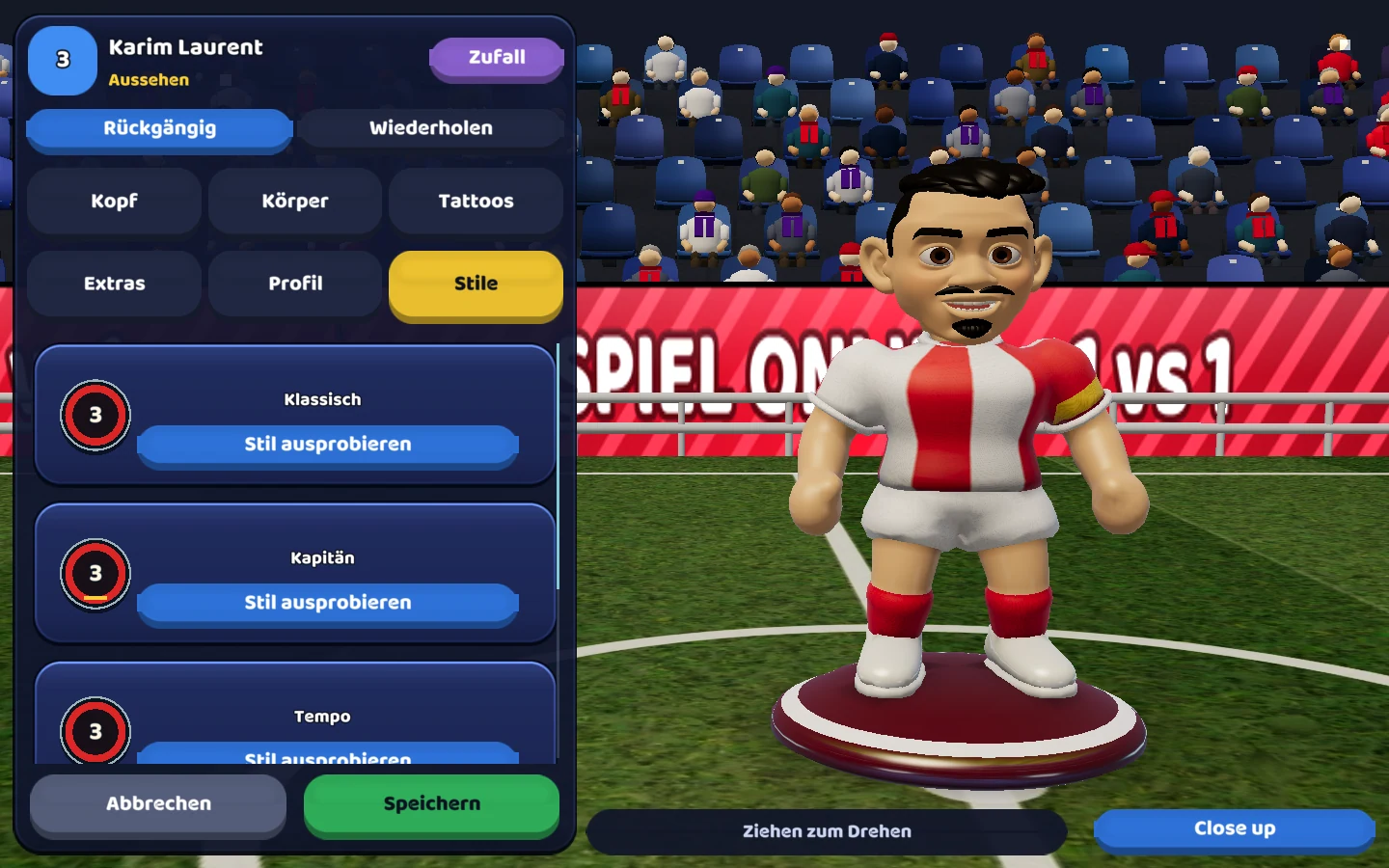 Screenshot des aktuellen Spiels — Transfers und Persönlichkeit