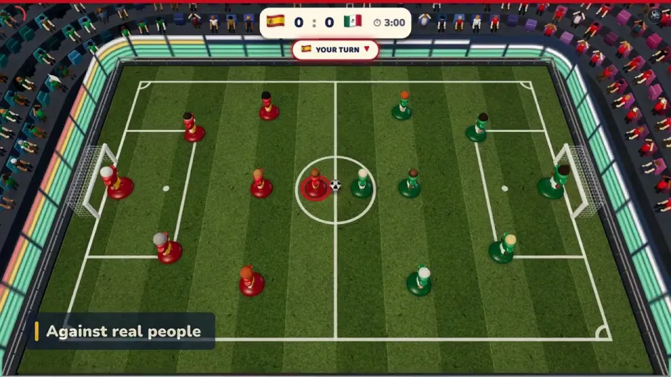 Toy Soccer Cup gameplay: a match on the pitch